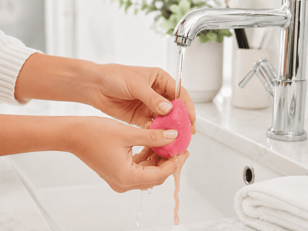 rinsing makeup sponge